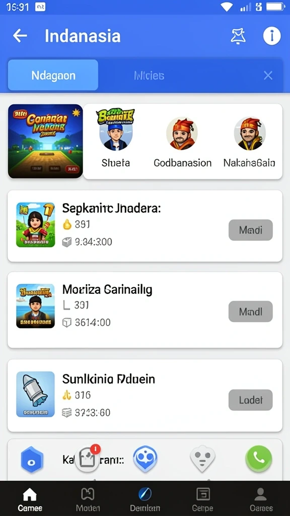 Pengguna dapat menikmati berbagai kategori permainan.