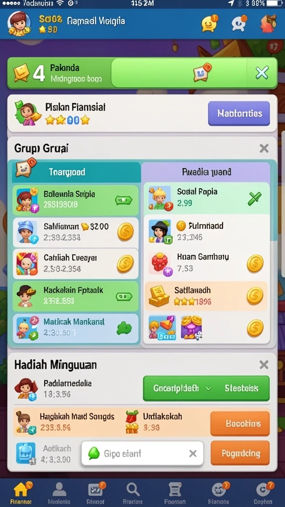Tangkapan layar interaksi sosial dengan pemain lain.